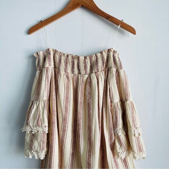 🆕 Altar’d State off the shoulder boho long sleeve dress striped size small NWT - Picture 11 of 11